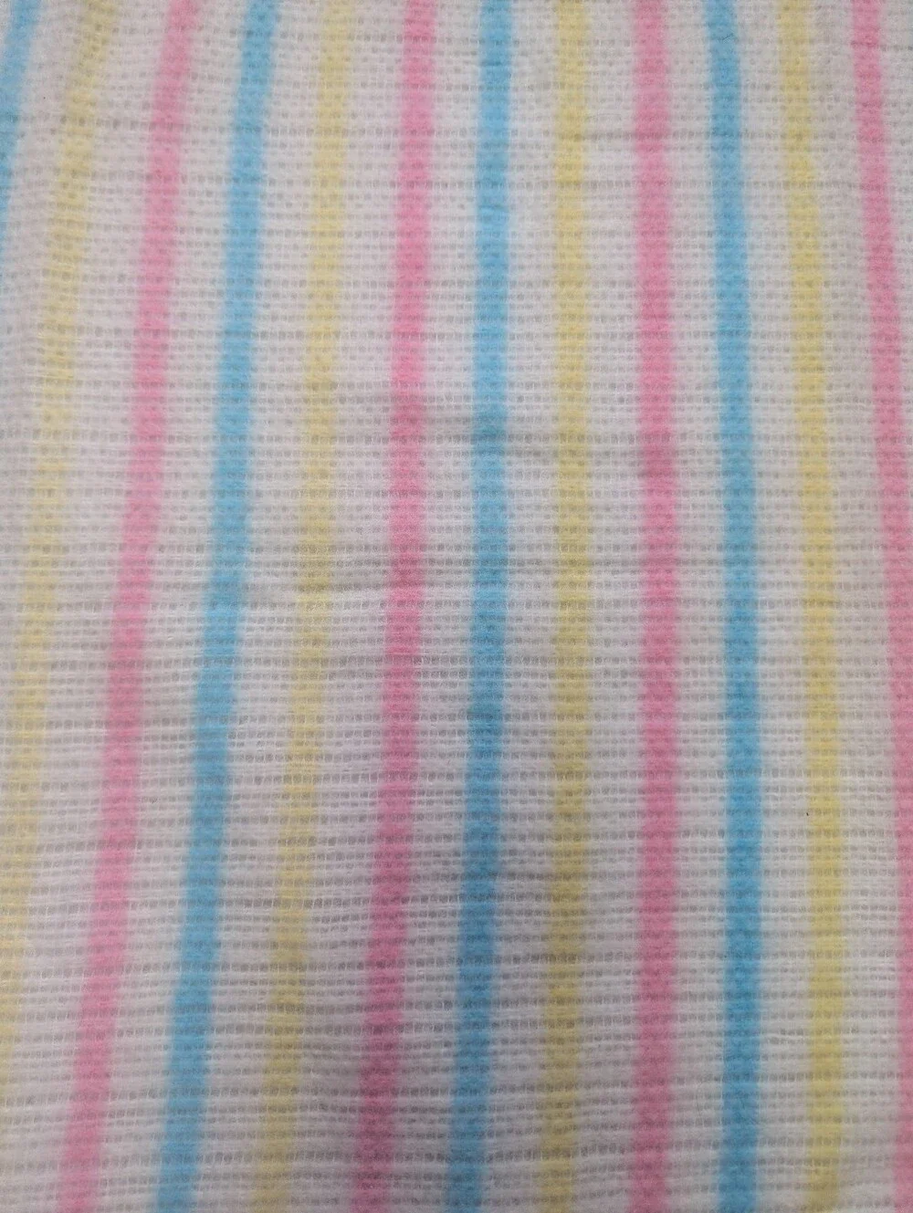 Vintage Blue Pink Yellow Stripe Waffle Weave Receiving Blanket 30